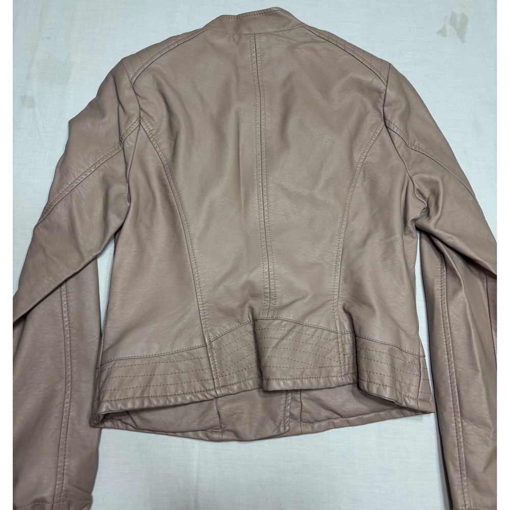G by Giuliana Pink Faux Leather Moto Jacket Asymmetrical Zip Mauve Womens Small - Picture 2 of 9